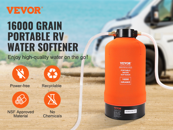 VEVOR Portable RV Water Softener 16,000 Grain Trailers RVs Boats Car  Washing