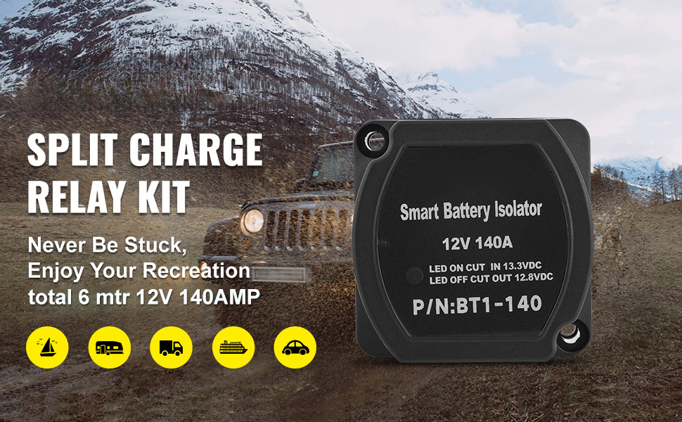 Batterietrenner 12V 140A Kit - Automatisches Trennrelais Für Zweitbatterien