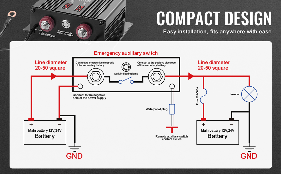 ASOFTY Batterie Trennrelais 12V 140A - Automatischer Batterietrenner Für Auto, Wohnmobil & Boot