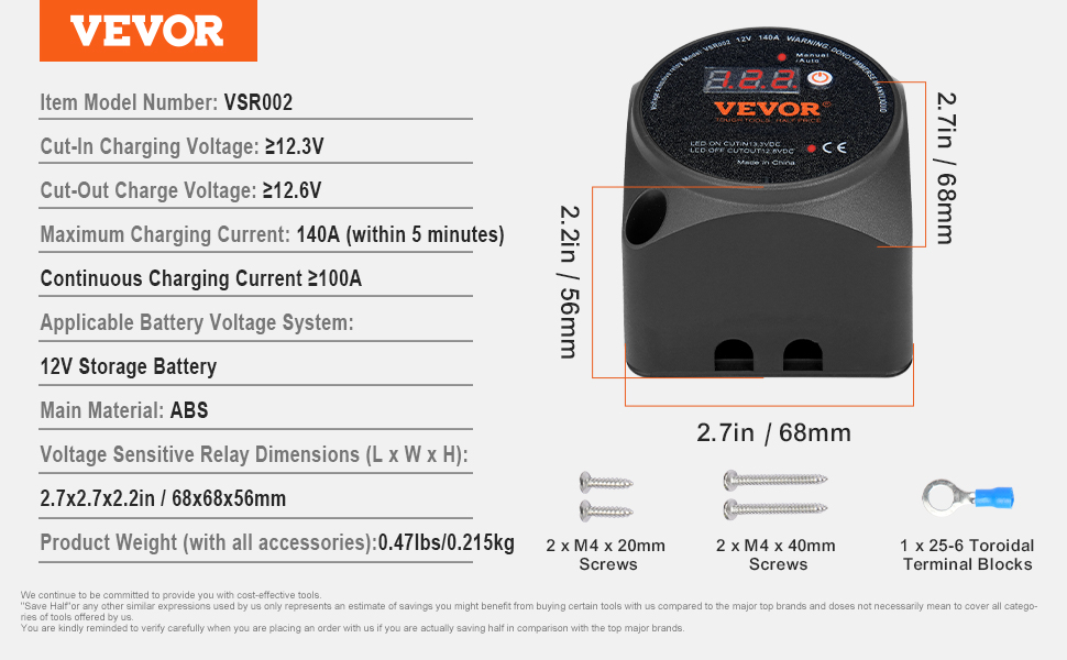Trennrelais Kit 12V 140A - Doppelbatterie Isolator Mit LED-Anzeige Für Auto & Wohnmobil