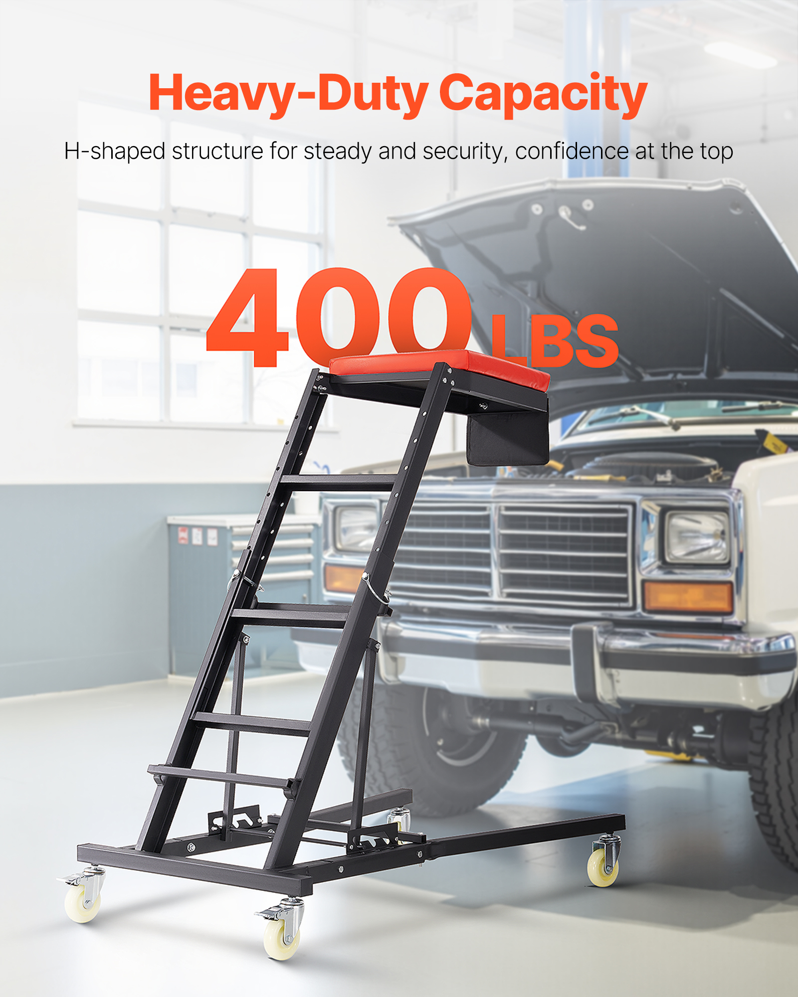 VEVOR Automotive Topside Creeper 400LBS Adjustable Height Movable with 4 Wheels - Picture 4 of 50