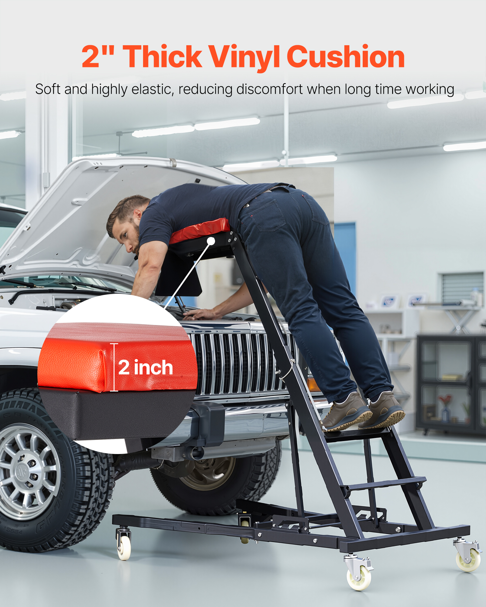 VEVOR Automotive Topside Creeper 400LBS Adjustable Height Movable with 4 Wheels - Picture 6 of 50