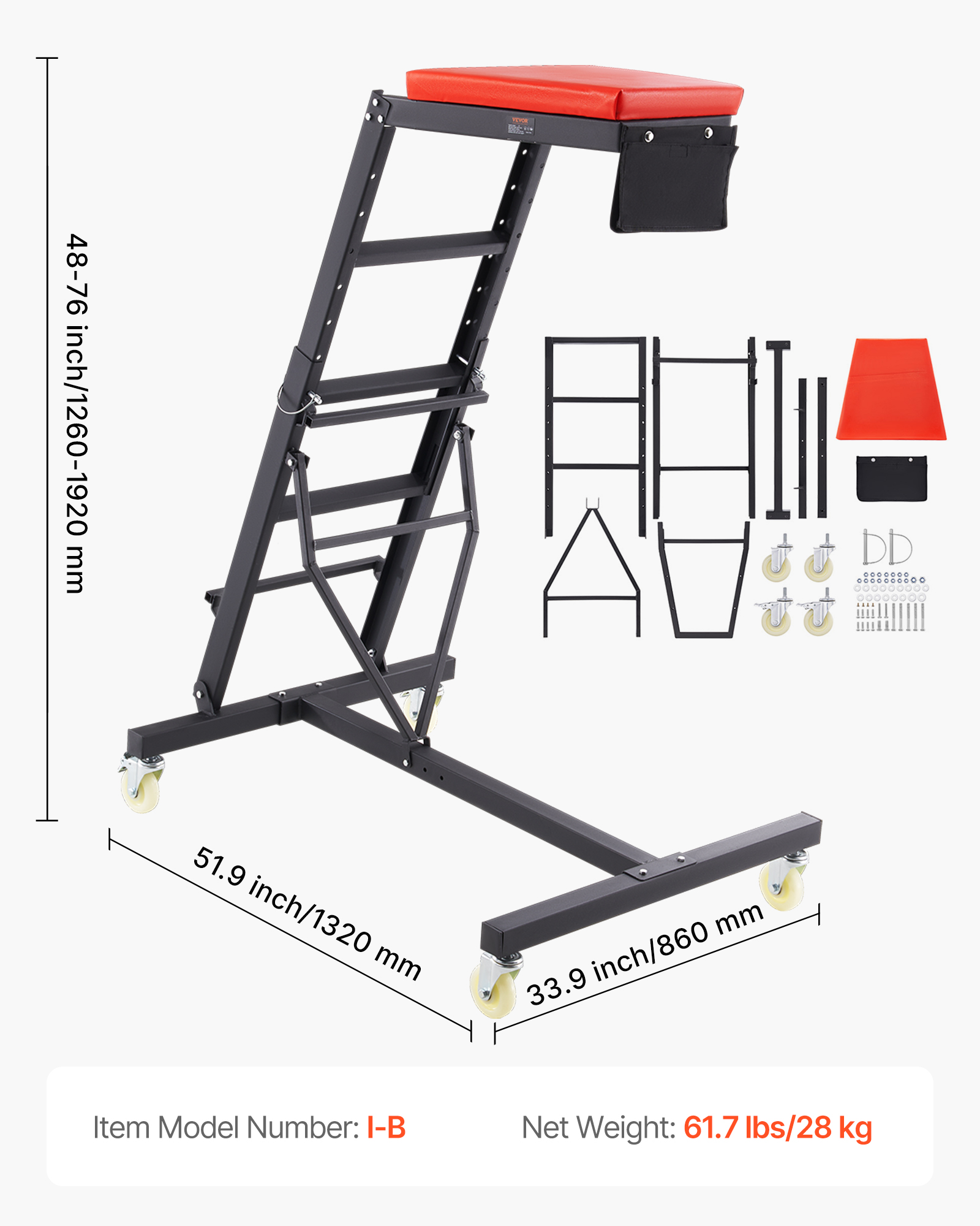 VEVOR Automotive Topside Creeper 400LBS Adjustable Height Movable with 4 Wheels - Picture 33 of 50