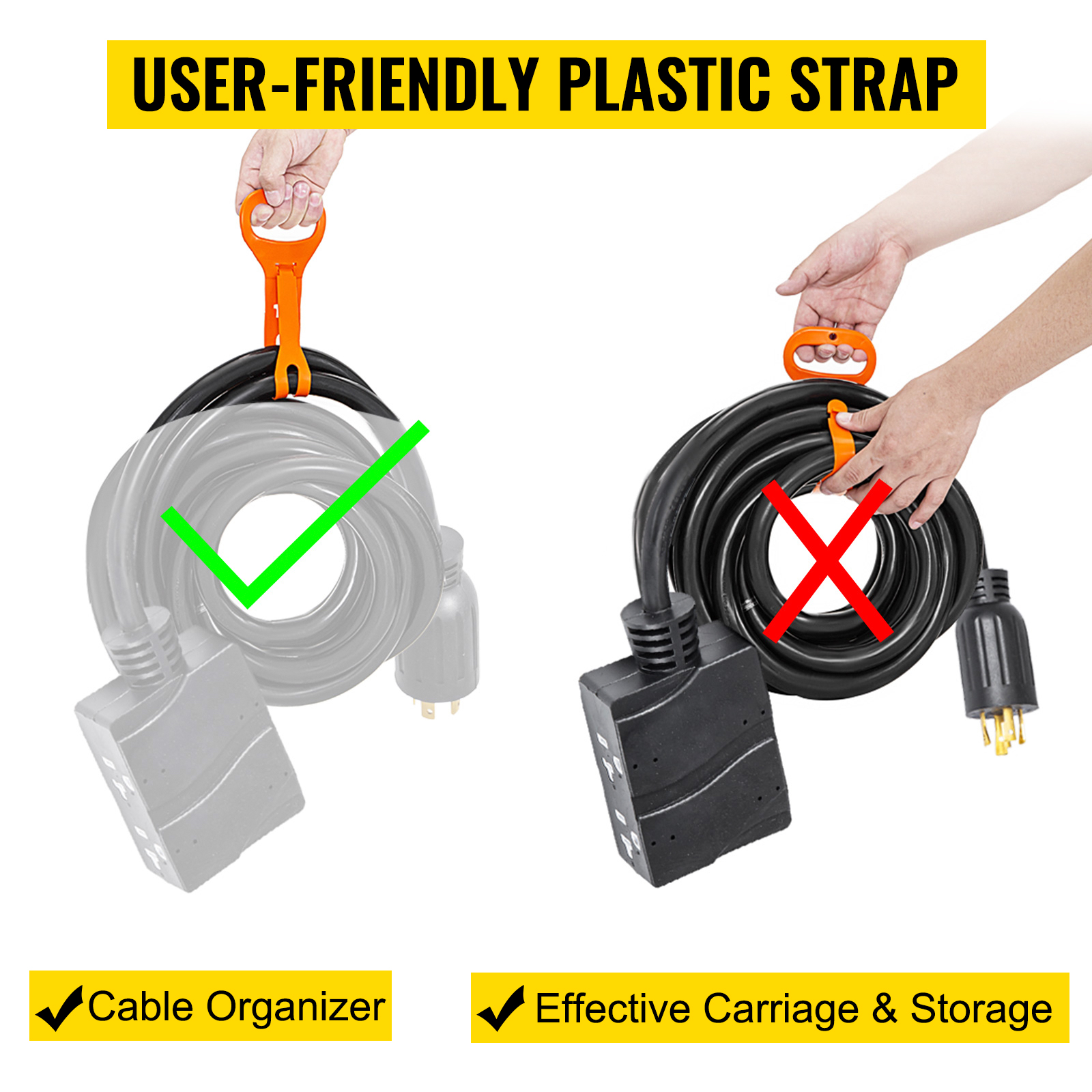 VEVOR Generator Power Cord 15FT 30A DuplexStyle L1430P to 4N520R