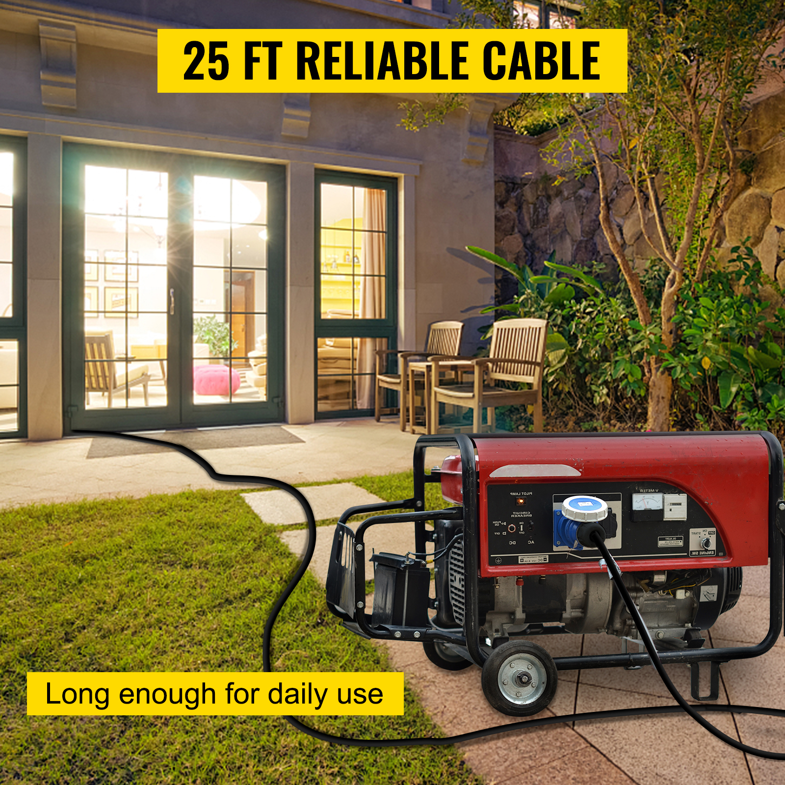Generator Extension Cord 25 FT 4 Prong Power Cable 30 Amp L14-30p to 4*n5-20r for sale online 