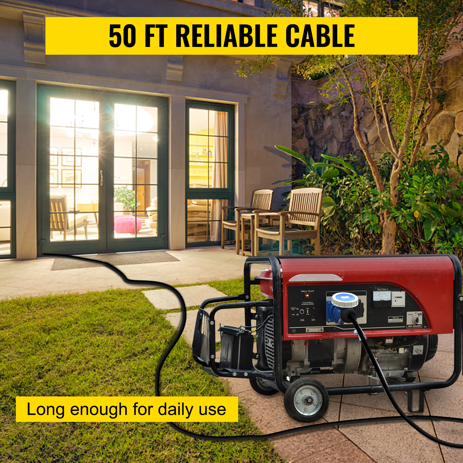 VEVOR 50Ft 50A Generator Extension Cord Generator Power Cord STW 6/3