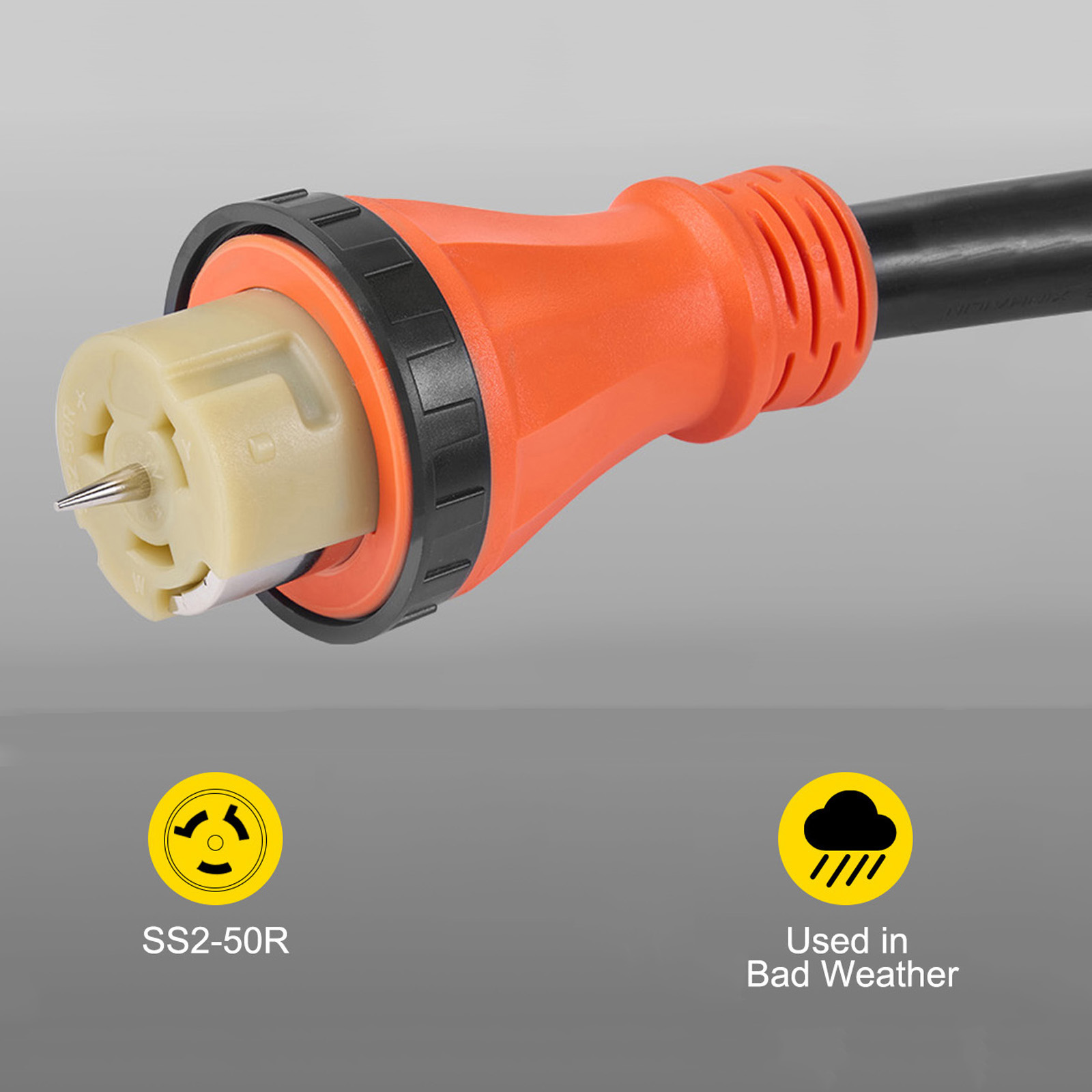 VEVOR 25ft 50Amp Generator Extension Cord 6 Gauge STW 6/3+8/1 Generator Cord Generator Power Cord N14-50p to Bare Wire Cut Wir