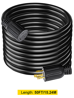 VEVOR 75Ft 50 Amp Generator Extension Cord 6AWG/3C+8AWG/1C