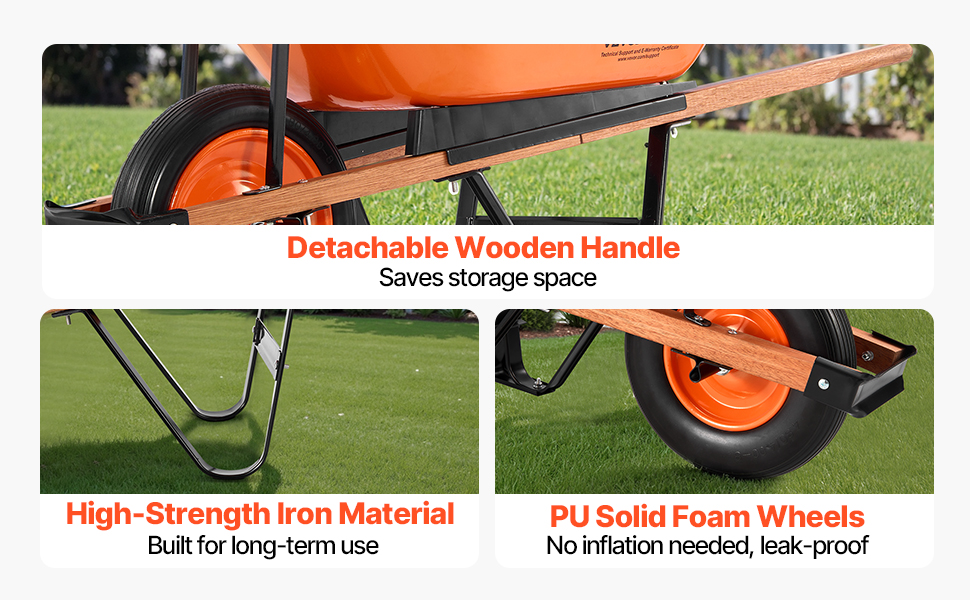 VEVOR Wheelbarrow Cart One Wheel Garden Dump Cart 330 lbs Yard Utility