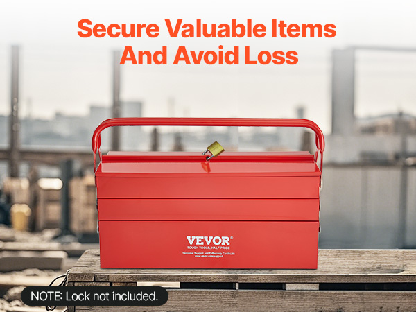 VEVOR Metal Tool Box, 8.6-inch, Portable Metal Tool Box With 3 Drawers, Small Tool Chest With EVA Liners And PP Feet Pads,Heavy-Duty Steel With Ball Bearing Opening And Powder Coated Finish,Black - View #2