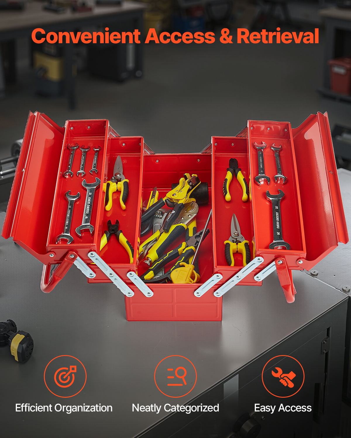 VEVOR Tool Box 218.4/457.2/520mm Portable Metal Tool Box 3/4/5 Drawers Organizer - Picture 16 of 72