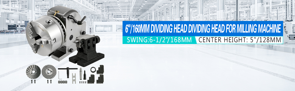 VEVOR Dividing Head BS-1 Dividing Head Set 6" 3-jaw Chuck Semi Universal Milling Set with 6" Chuck+Tailstock+Dividing Plates for Milling Grinding Drilling Machine