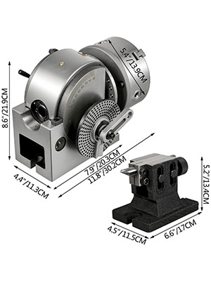 VEVOR Dividing Head BS-1 Dividing Head Set 6" 3-jaw Chuck Semi Universal Milling Set with 6" Chuck+Tailstock+Dividing Plates for Milling Grinding Drilling Machine