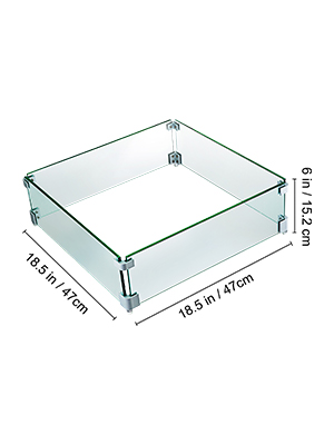 VEVOR üveglap asztali kandallóhoz 47 x 47 x 15,2 cm üveglap asztali tűzhöz 0,6 cm üveglap asztali kandallóhoz etanol négyzet