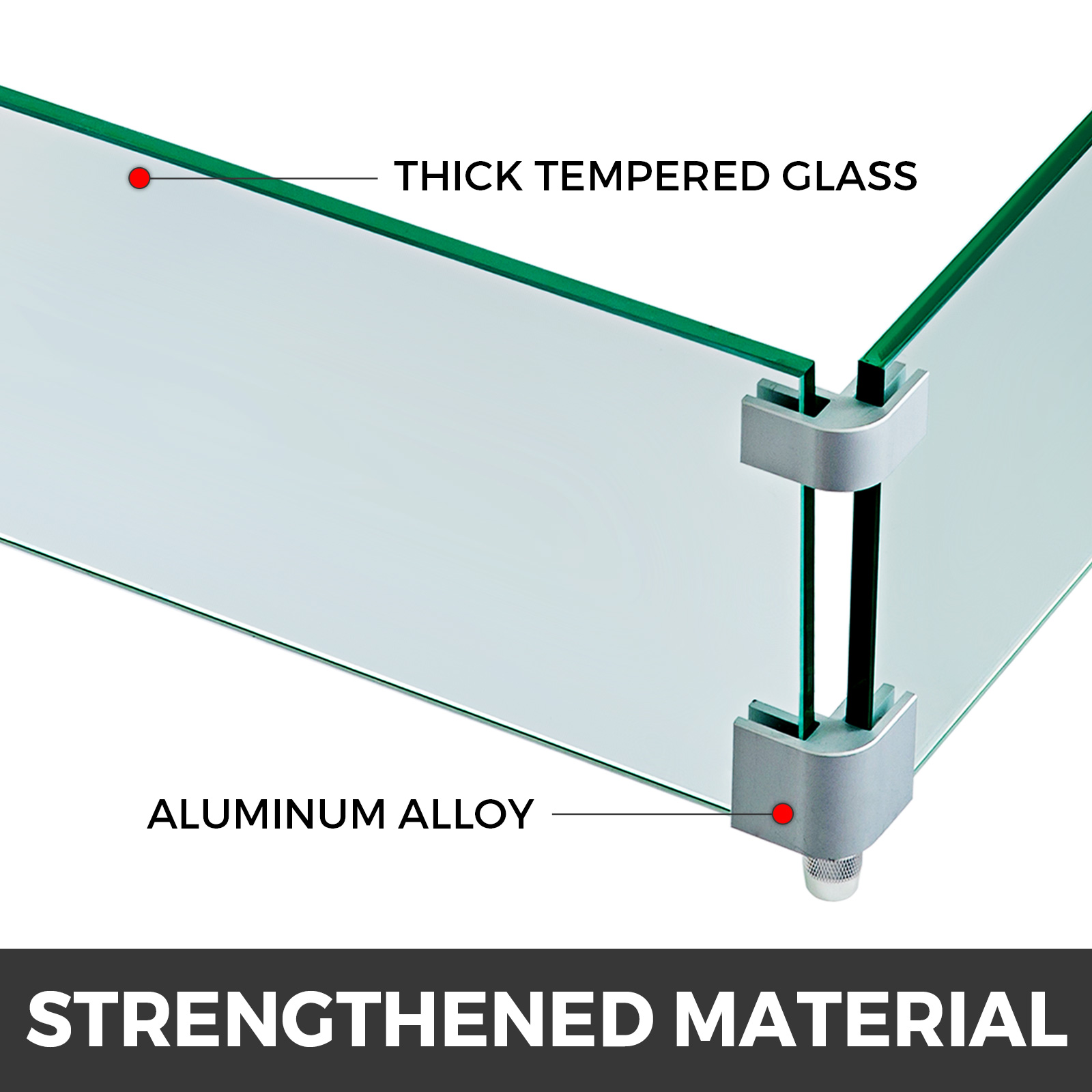 VEVOR Fire Pit Wind Guard 21 x 21 x 6 Inch Glass Flame Guard, Rectangle 5/16 Inch Thickness Glass Wind Guard Fence with Non-Slip Feet Clear Tempered Glass, for Propane, Gas, Fire Pits Pan/Table