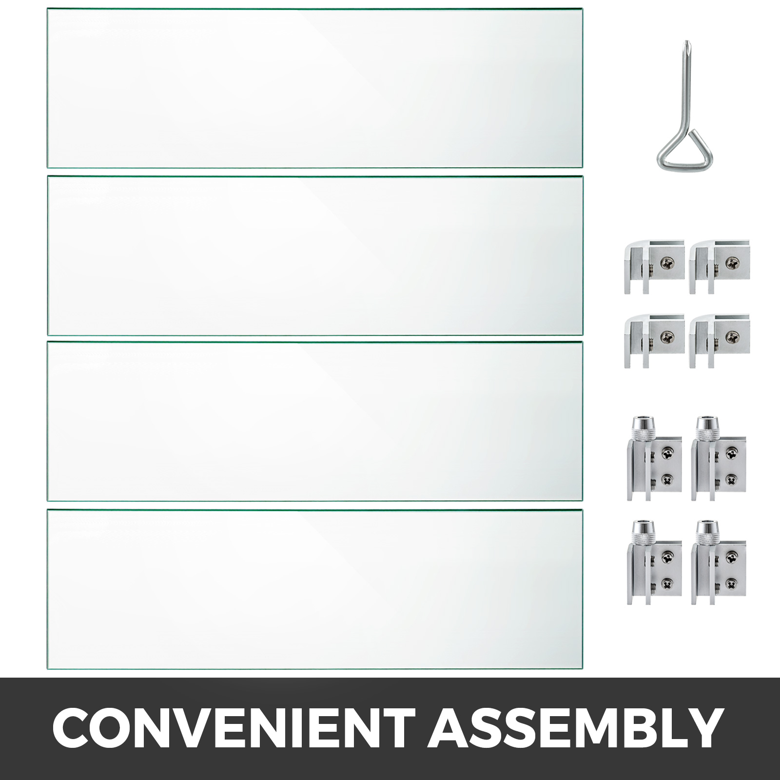 VEVOR Fire Pit Wind Guard 21 x 21 x 6 Inch Glass Flame Guard, Rectangle 5/16 Inch Thickness Glass Wind Guard Fence with Non-Slip Feet Clear Tempered Glass, for Propane, Gas, Fire Pits Pan/Table