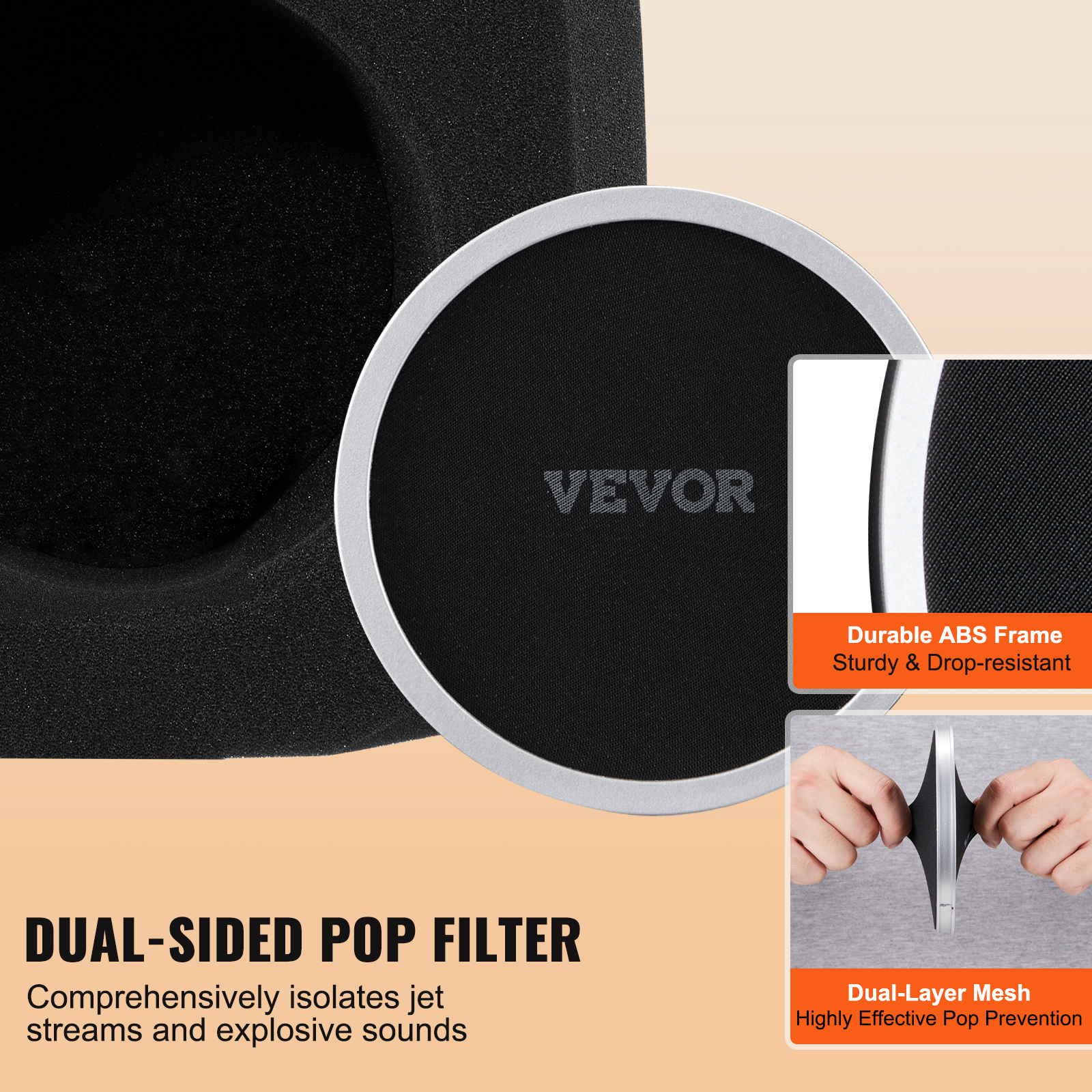 VEVOR Microphone Isolation Ball High-Density Foam with Dual-Layered Pop Filter - Picture 7 of 86