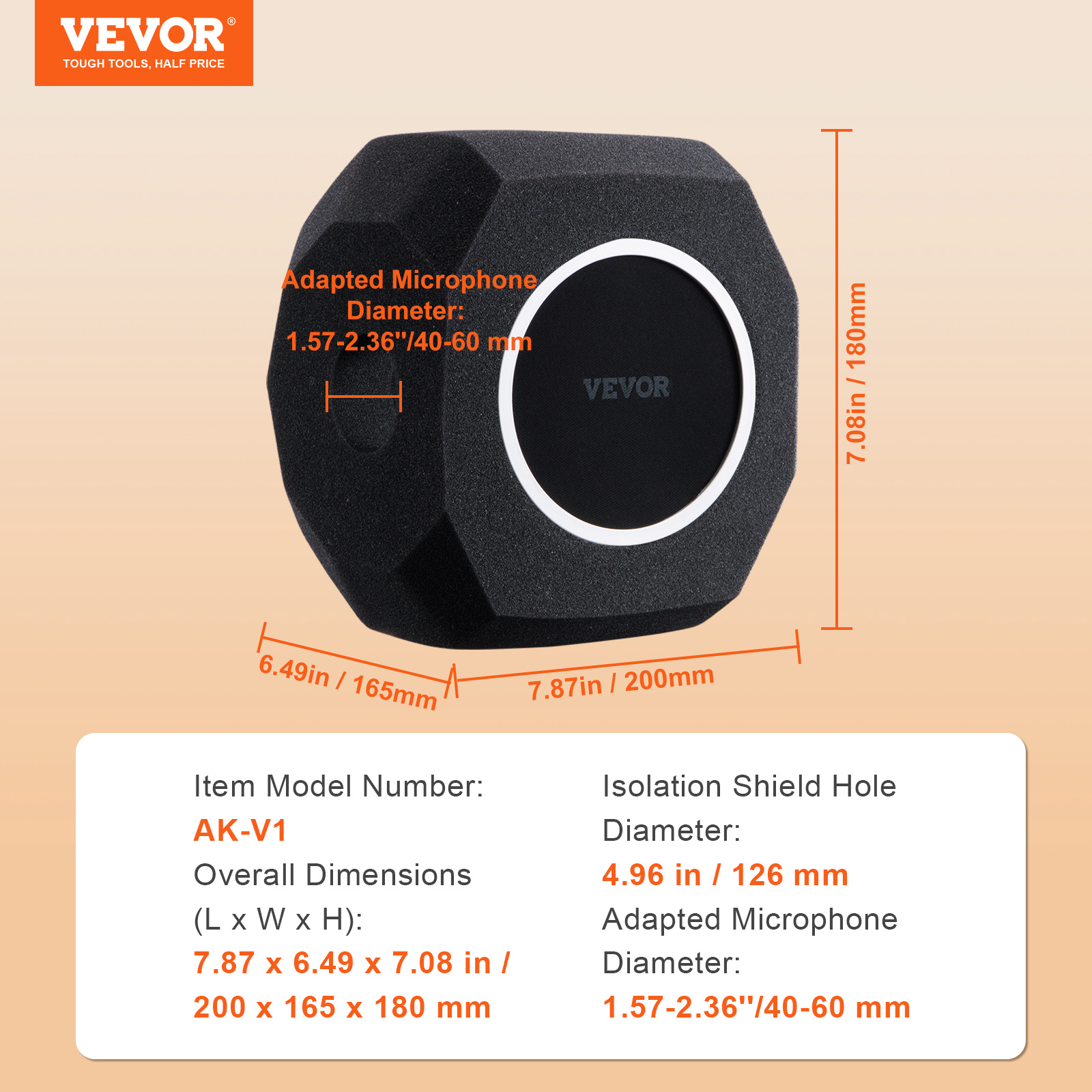 VEVOR Microphone Isolation Ball High-Density Foam with Dual-Layered Pop Filter - Picture 9 of 86
