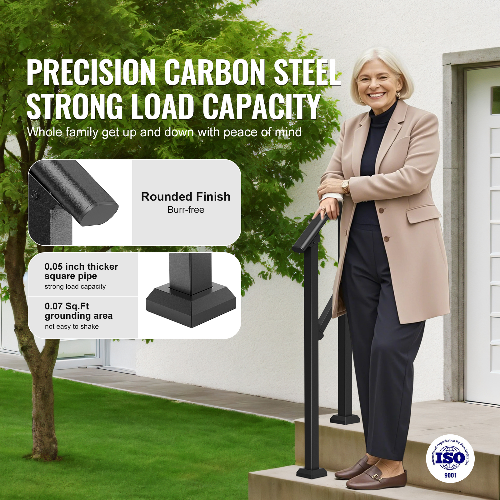 Uimoso 1/3//4/5/6 Step Handrails for Outdoor Porch Deck Stair Railing