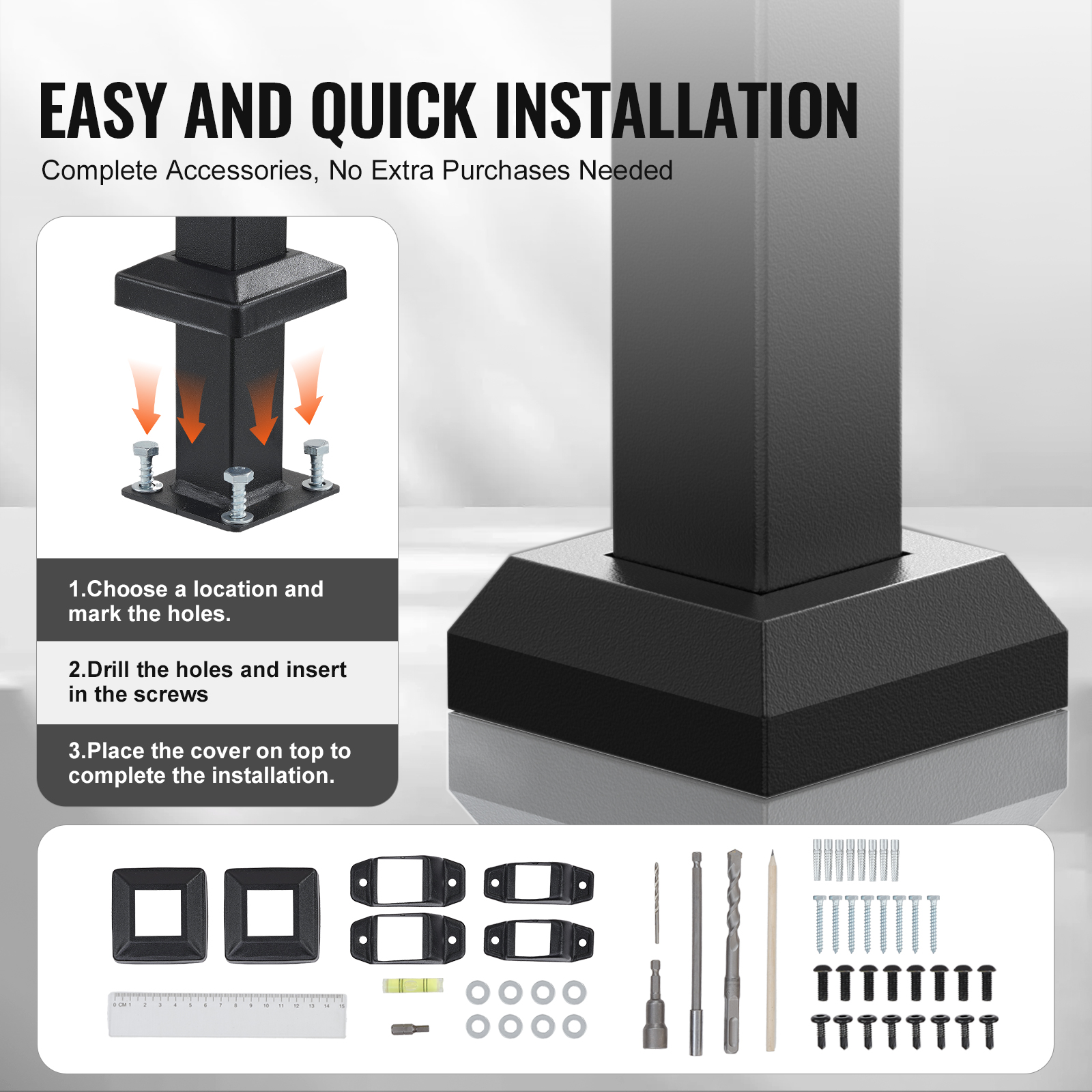 Uimoso 1/3//4/5/6 Step Handrails for Outdoor Porch Deck Stair Railing