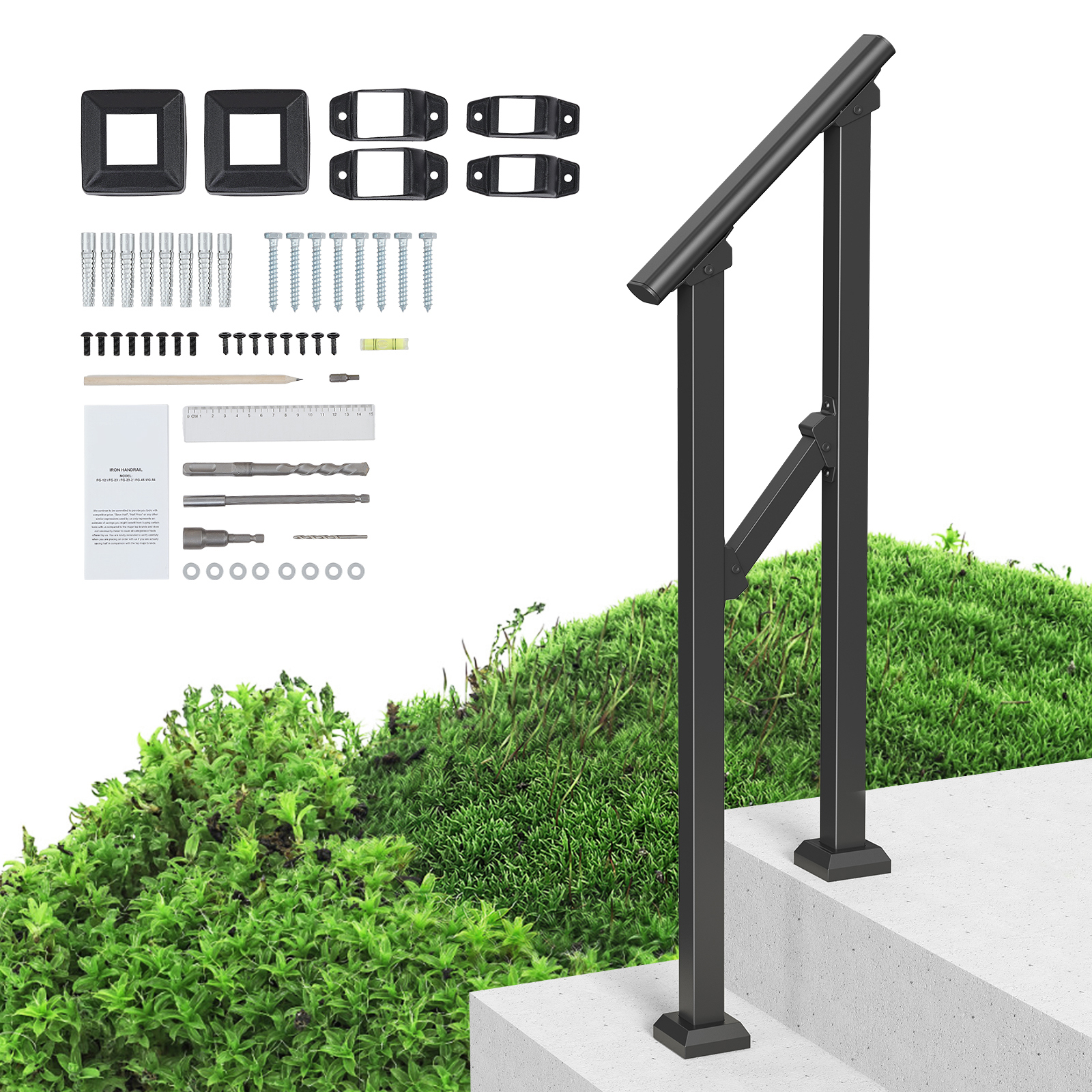 Uimoso 1/3//4/5/6 Step Handrails for Outdoor Porch Deck Stair Railing