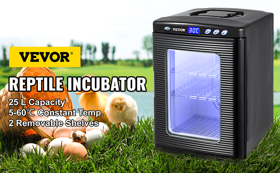 Инкубатор VEV, инкубатор для яиц рептилий, 25 л, лабораторное охлаждение, обогрев, 5-60 ℃, 220 В, для инкубационных яиц, черный