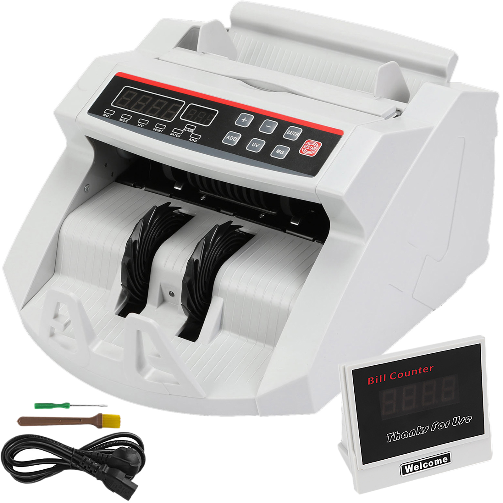 LBSX Money Counter Worldwide Bill Counting Machine Detector UV/MG Counterfeit w/External Display Support Countries Such As US Dollar Money Handling Products Euro Japan British Pound Canada Etc 