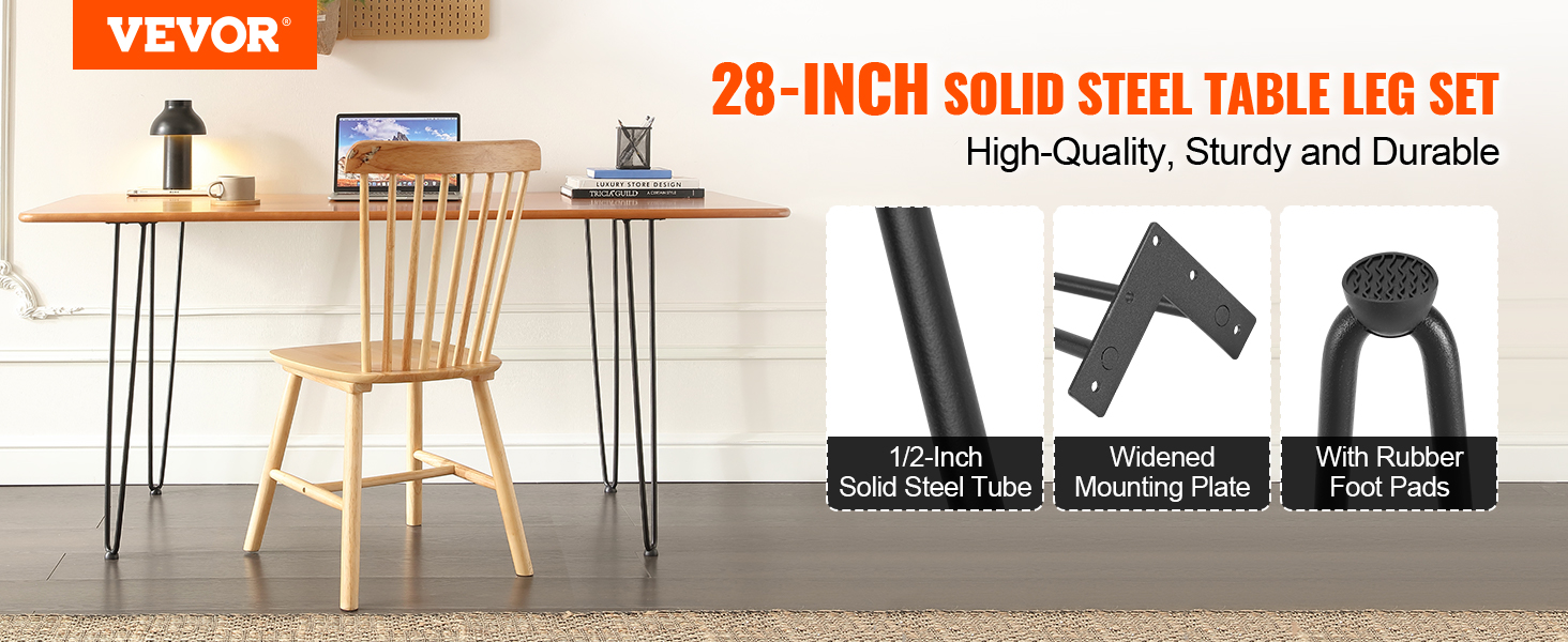 Patas de metal para mesa en forma de A de 28 pulgadas de alto, patas de  metal resistente, patas de escritorio industriales, juego de 2, color negro