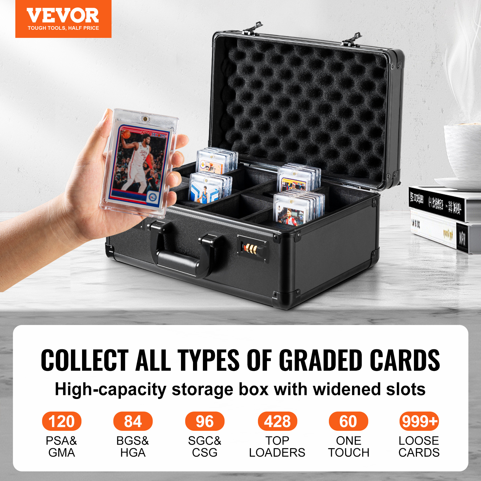VEVOR 96-162 PSA Graded Card Storage Box Sports Card Holder Case Key/Coded Lock - Picture 40 of 62