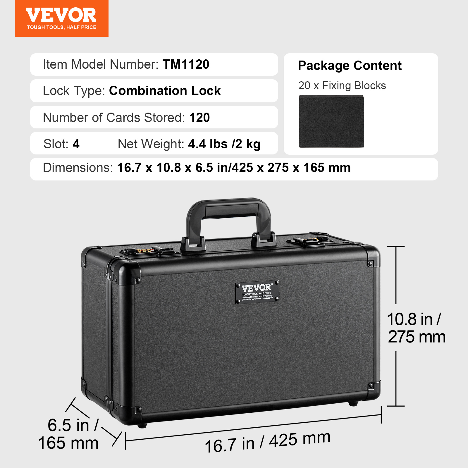 VEVOR 96-162 PSA Graded Card Storage Box Sports Card Holder Case Key/Coded Lock - Picture 45 of 62