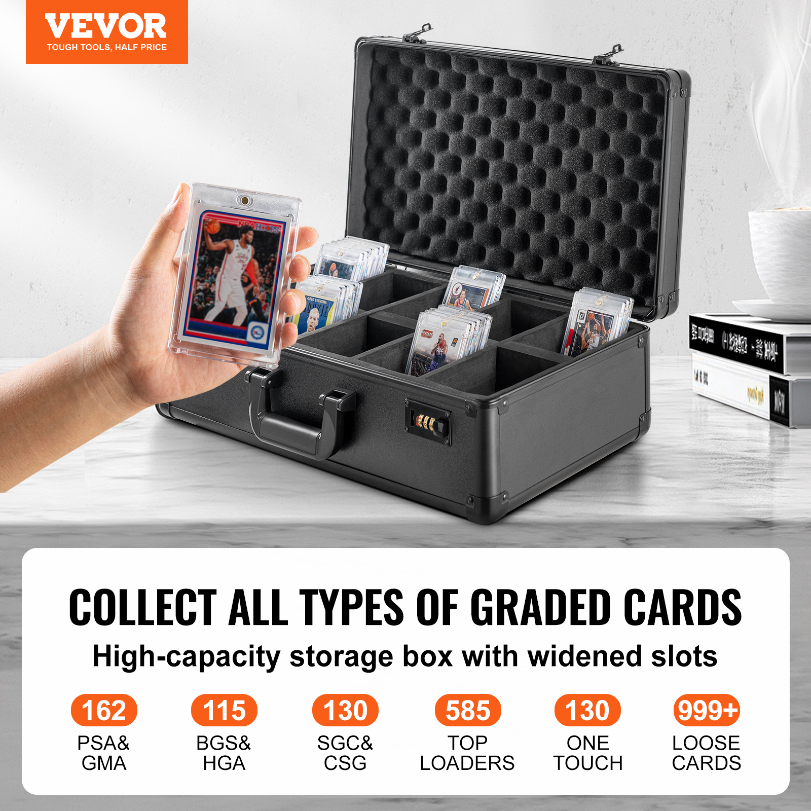 VEVOR 96-162 PSA Graded Card Storage Box Sports Card Holder Case Key/Coded Lock - Picture 52 of 62