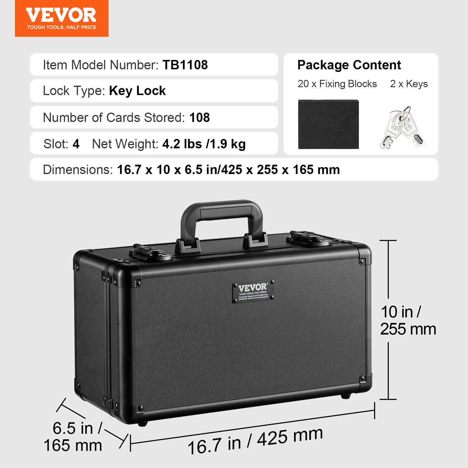 VEVOR 96-162 PSA Graded Card Storage Box Sports Card Holder Case Key/Coded Lock - Picture 21 of 62