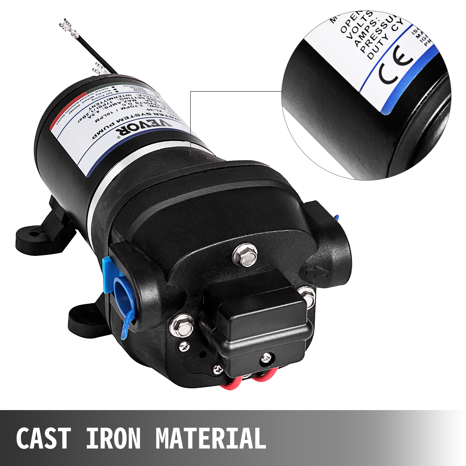 12V Diaphragm Water Pump DasMarine 12V Diaphragm Water Pressure Pump - 1.1 GPM 35 PSI For RV Boat Caravan Marine Use Boat Marine Pump