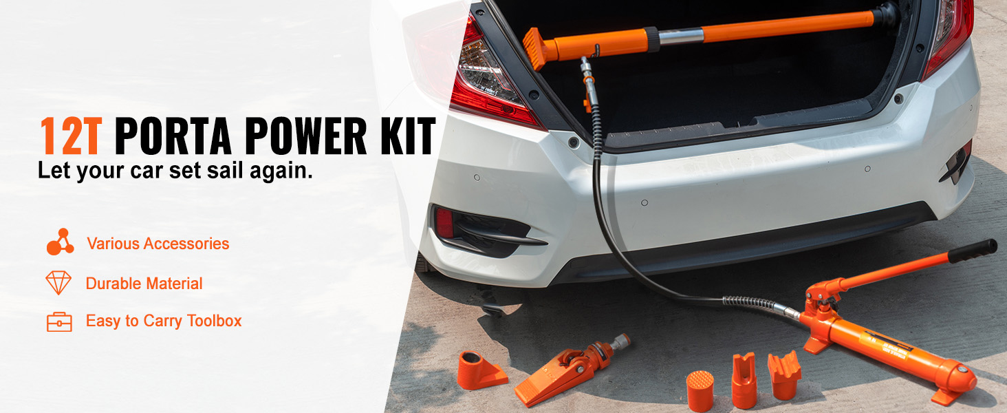 12 Ton Porta Power Hydraulic Jack Air Pump Lift Ram Body Frame
