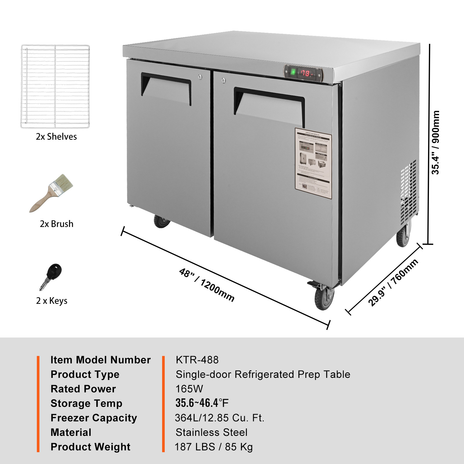Uimoso 28/48/60/72" Refrigeration Sandwich Salad Prep Table Undercounter Worktop - Picture 104 of 145