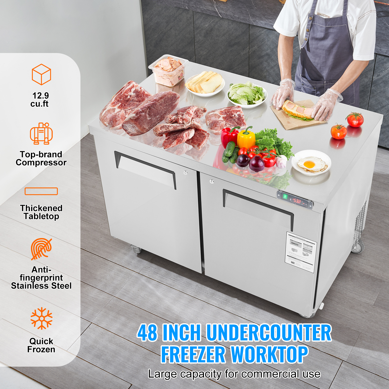 Uimoso 28/48/60/72" Refrigeration Sandwich Salad Prep Table Undercounter Worktop - Picture 111 of 145