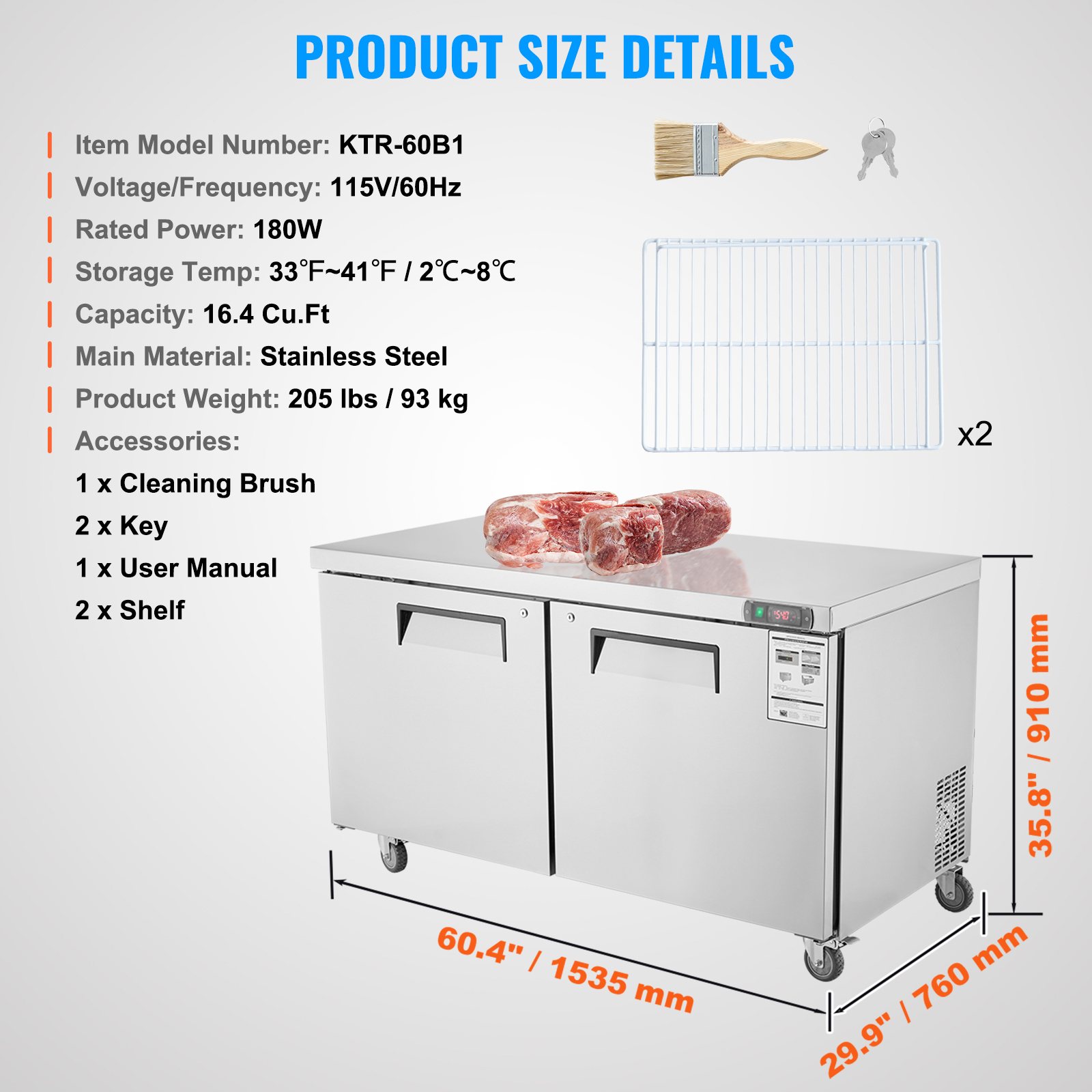 Uimoso 28/48/60/72" Refrigeration Sandwich Salad Prep Table Undercounter Worktop - Picture 128 of 145