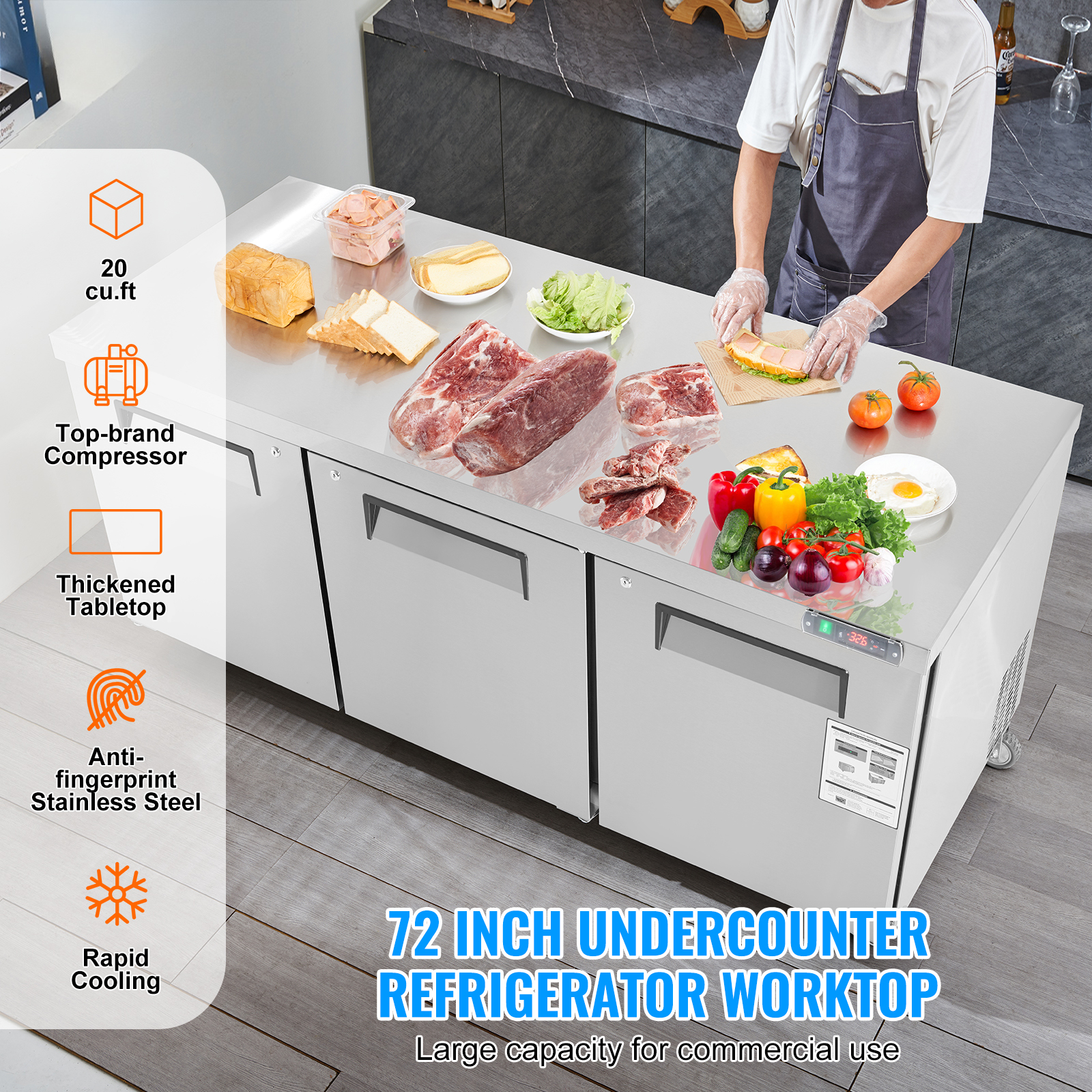 Uimoso 28/48/60/72" Refrigeration Sandwich Salad Prep Table Undercounter Worktop - Picture 135 of 145