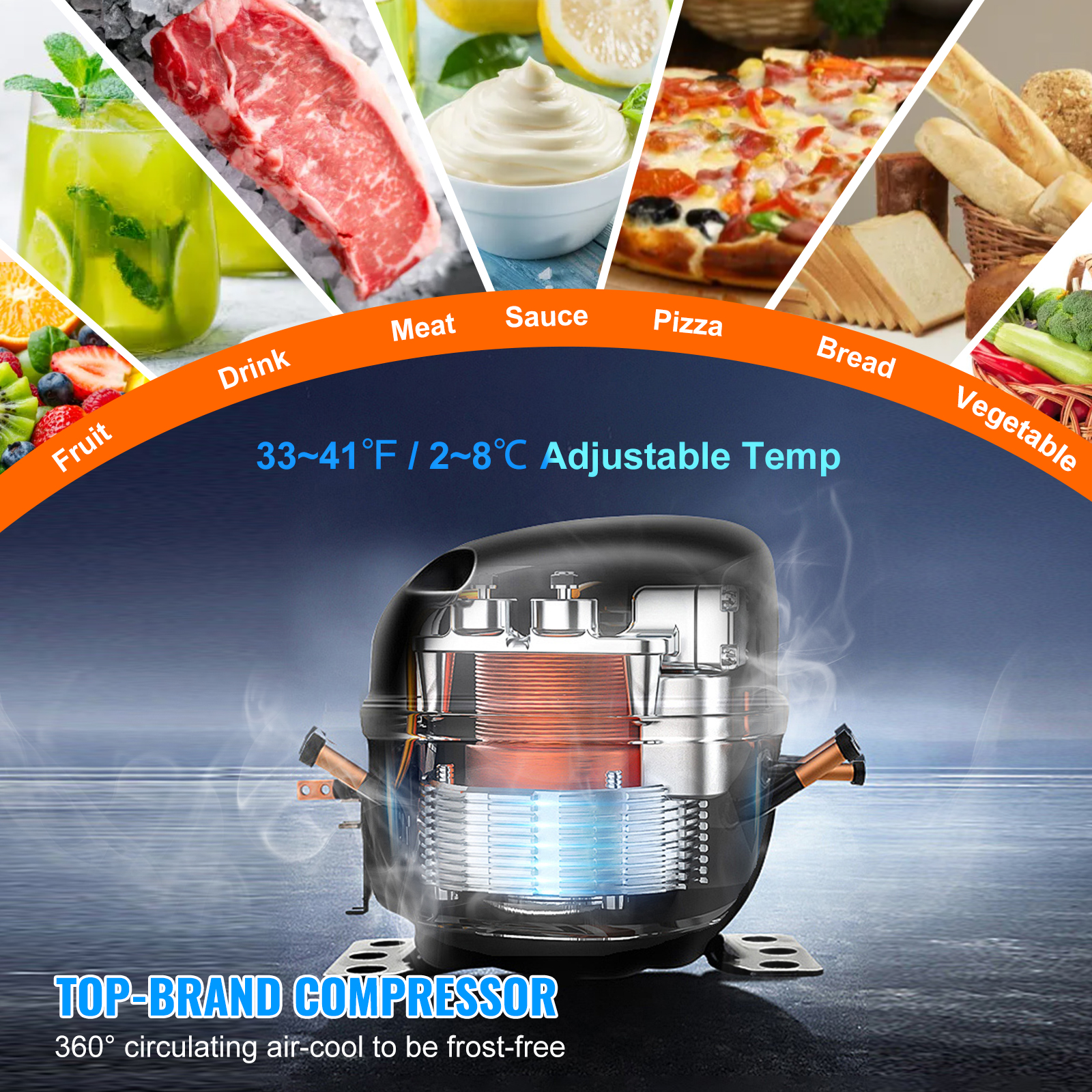 Uimoso 28/48/60/72" Refrigeration Sandwich Salad Prep Table Undercounter Worktop - Picture 136 of 145