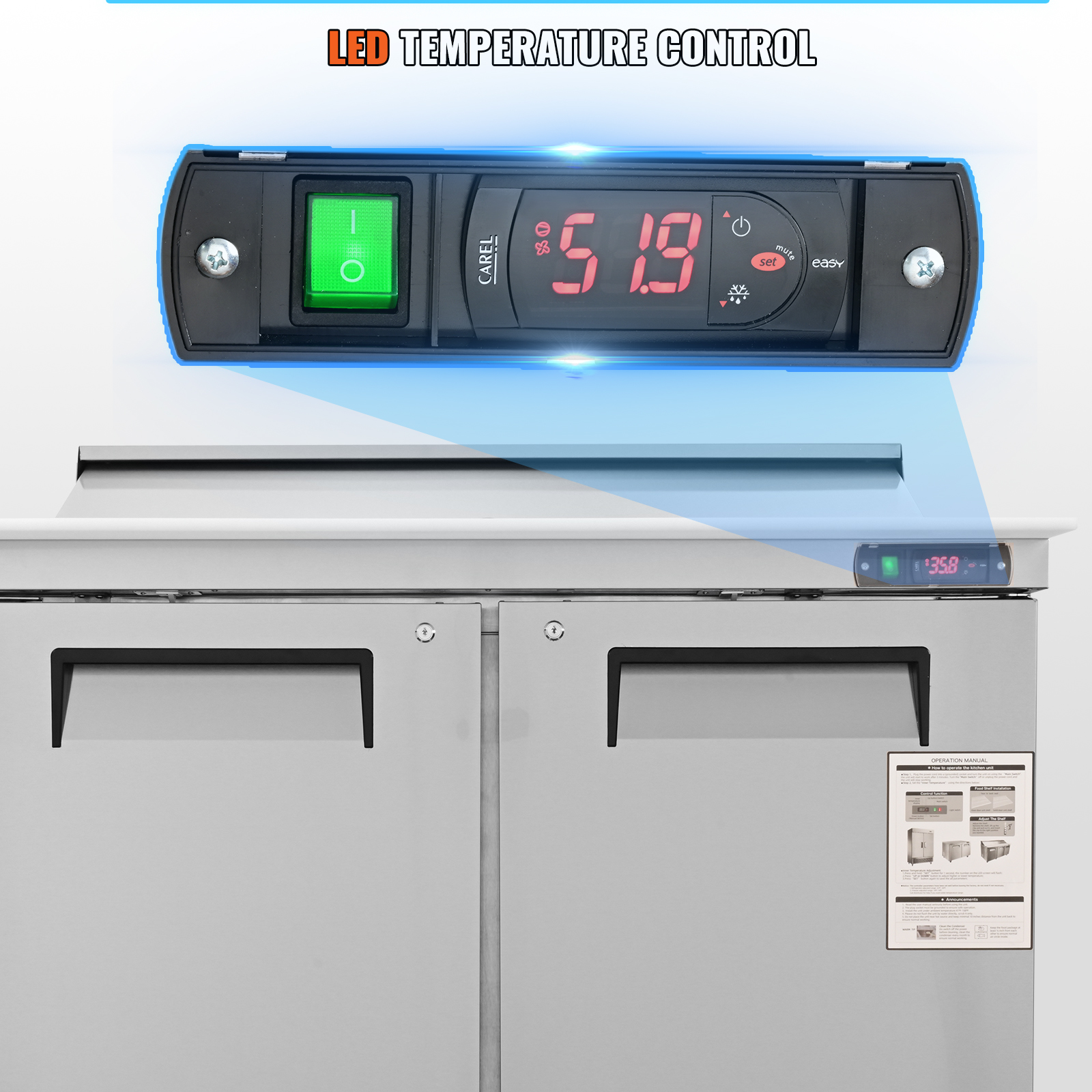 Uimoso 28/48/60/72" Refrigeration Sandwich Salad Prep Table Undercounter Worktop - Picture 35 of 145