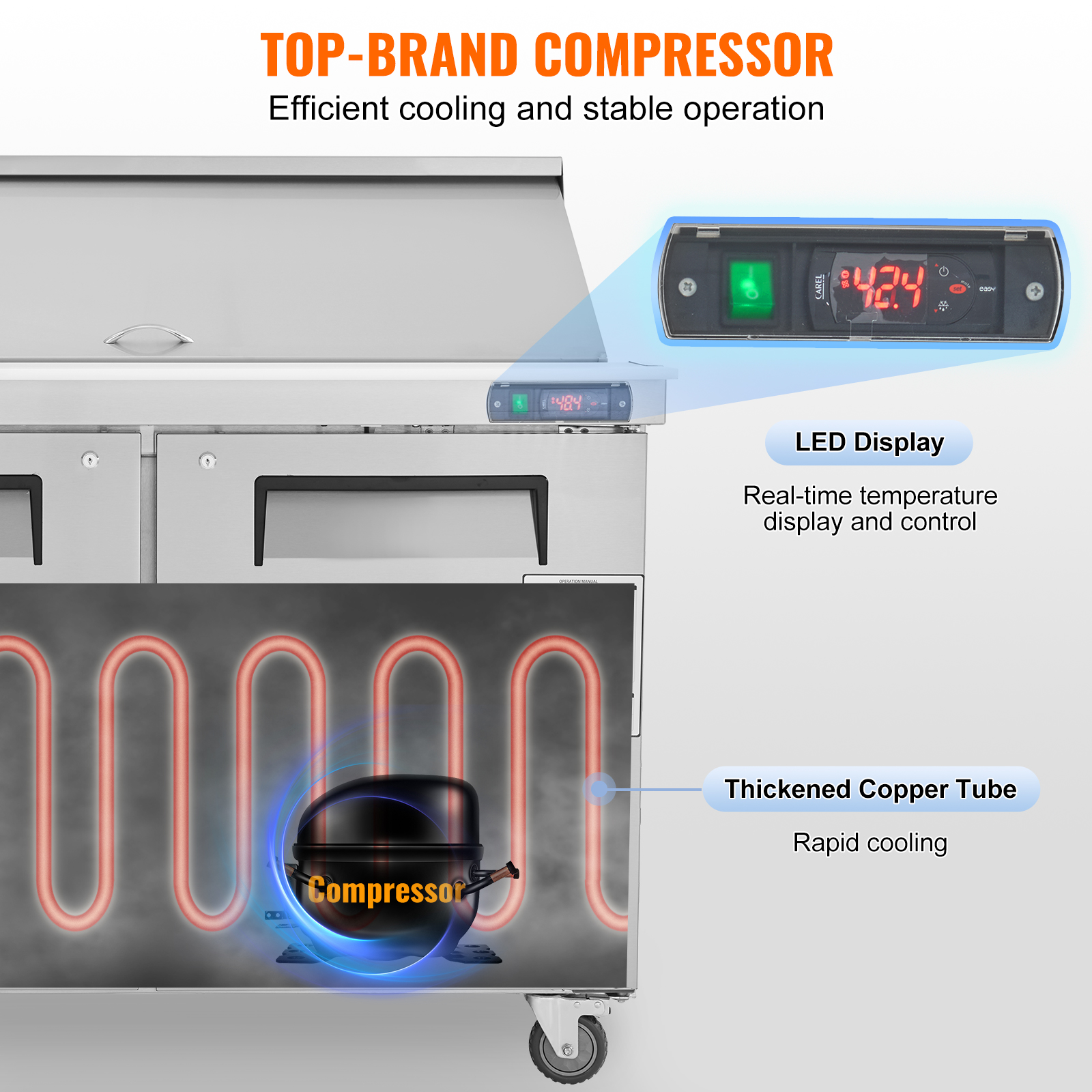 Uimoso 28/48/60/72" Refrigeration Sandwich Salad Prep Table Undercounter Worktop - Picture 44 of 145