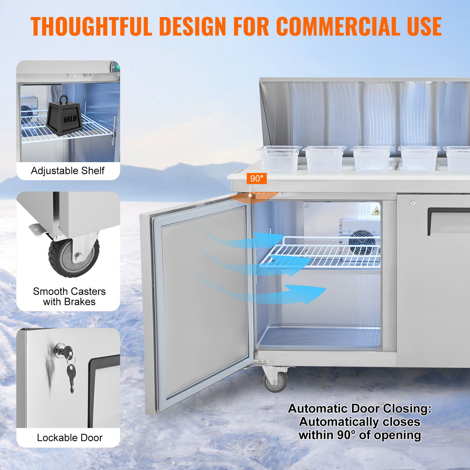 Uimoso 28/48/60/72" Refrigeration Sandwich Salad Prep Table Undercounter Worktop - Picture 45 of 145