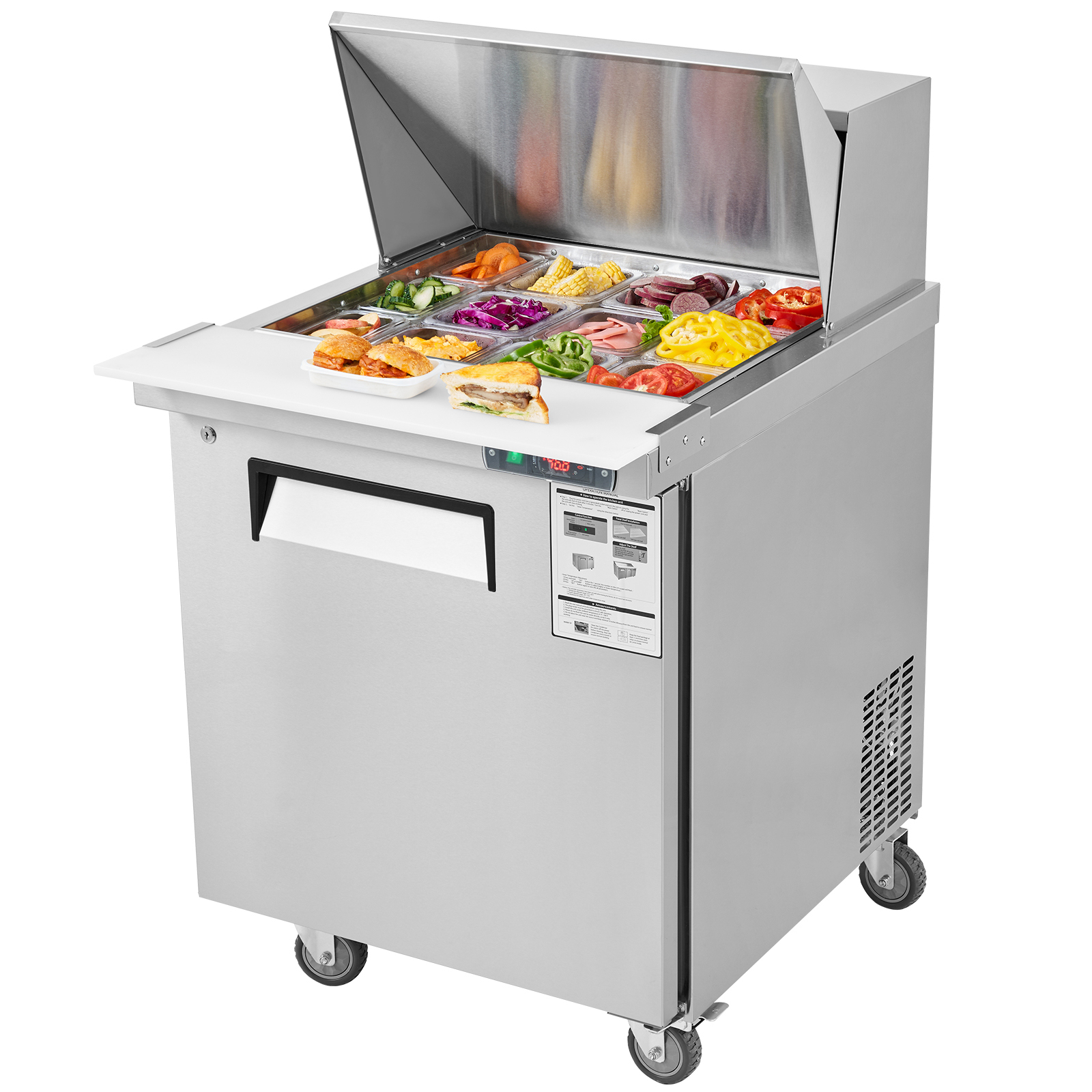 Uimoso 28/48/60/72" Refrigeration Sandwich Salad Prep Table Undercounter Worktop - Picture 28 of 145