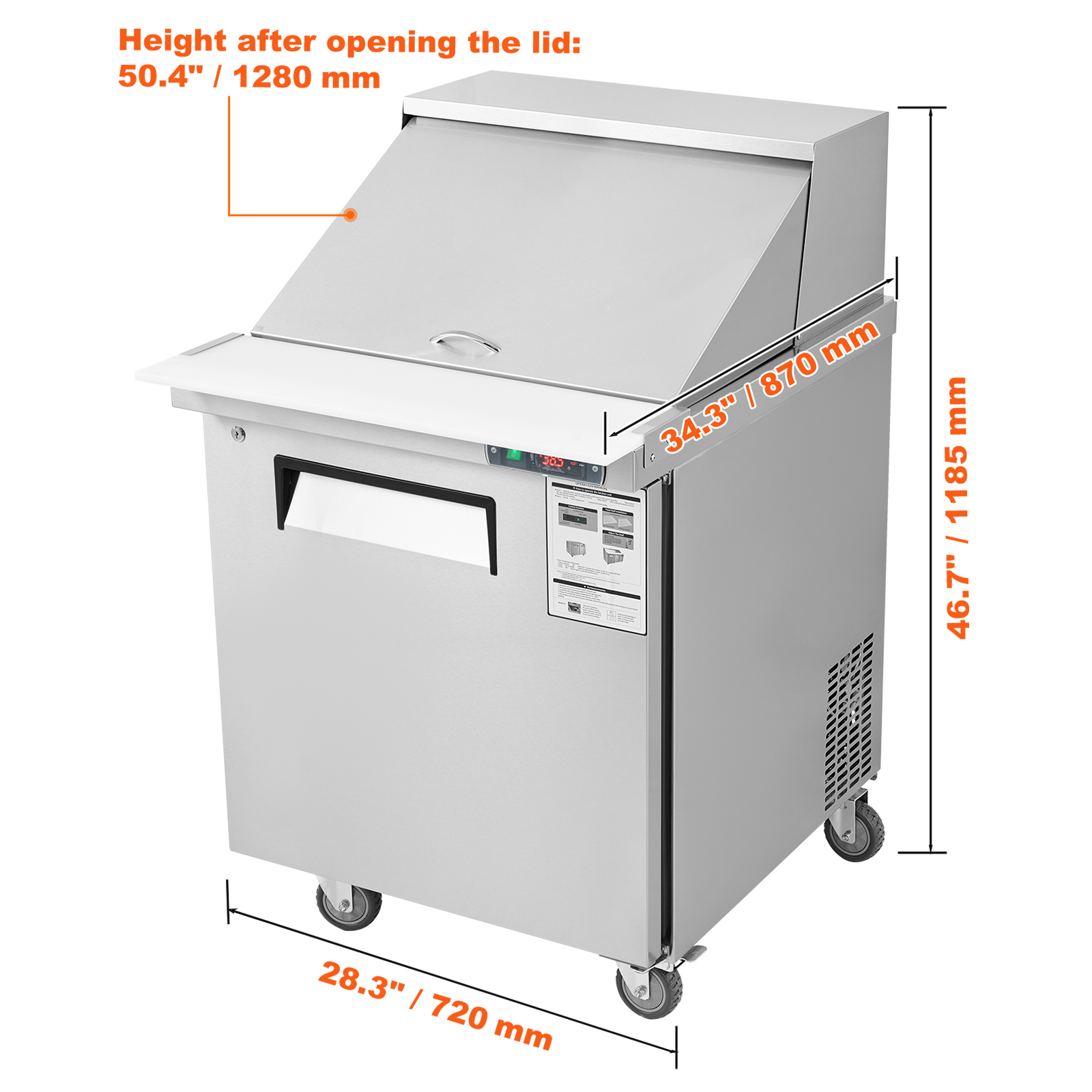Uimoso 28/48/60/72" Refrigeration Sandwich Salad Prep Table Undercounter Worktop - Picture 25 of 145