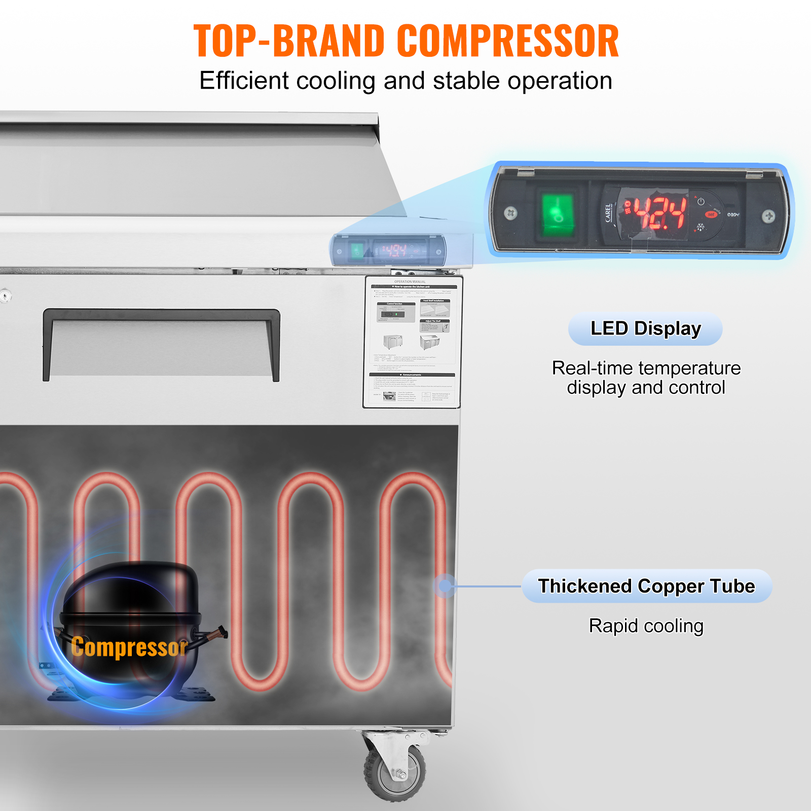 Uimoso 28/48/60/72" Refrigeration Sandwich Salad Prep Table Undercounter Worktop - Picture 56 of 145