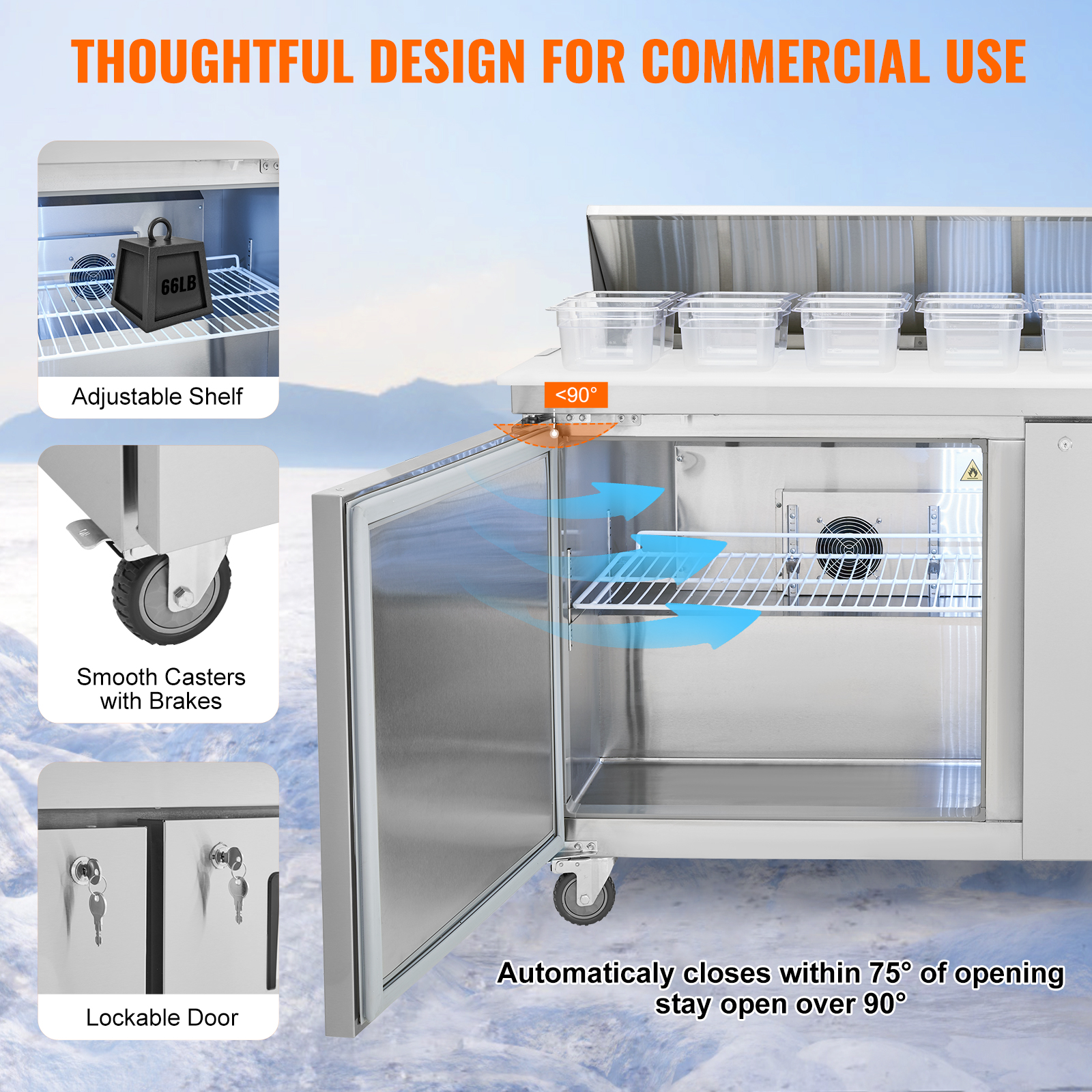 Uimoso 28/48/60/72" Refrigeration Sandwich Salad Prep Table Undercounter Worktop - Picture 57 of 145