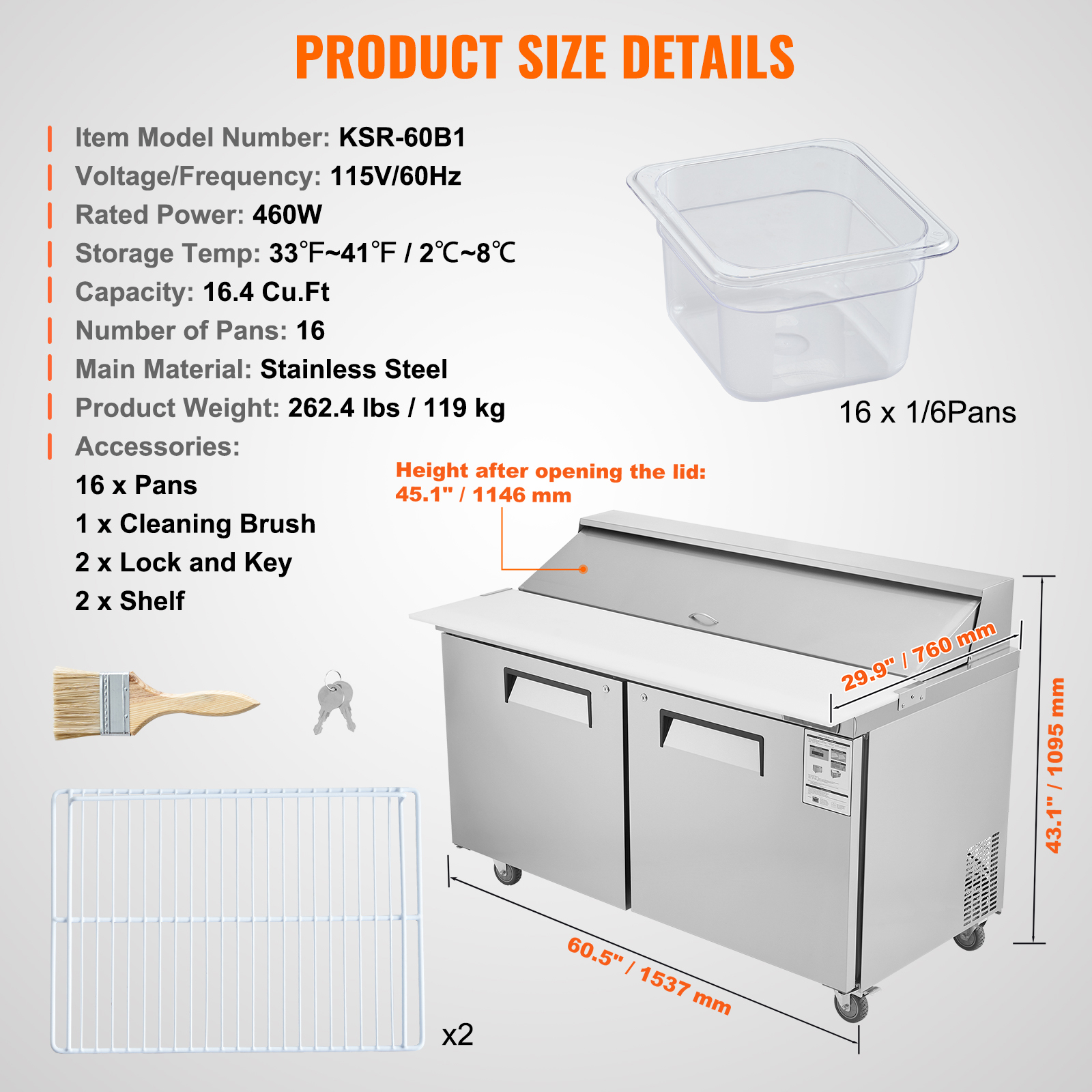 Uimoso 28/48/60/72" Refrigeration Sandwich Salad Prep Table Undercounter Worktop - Picture 58 of 145