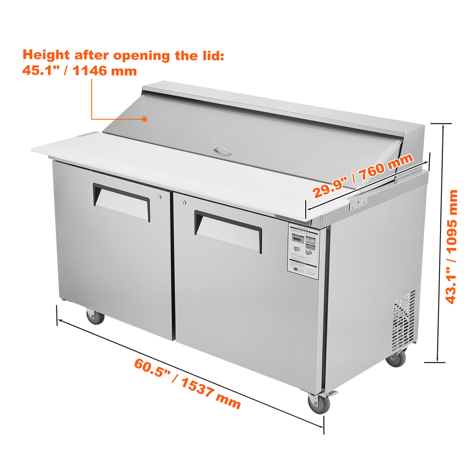 Uimoso 28/48/60/72" Refrigeration Sandwich Salad Prep Table Undercounter Worktop - Picture 59 of 145