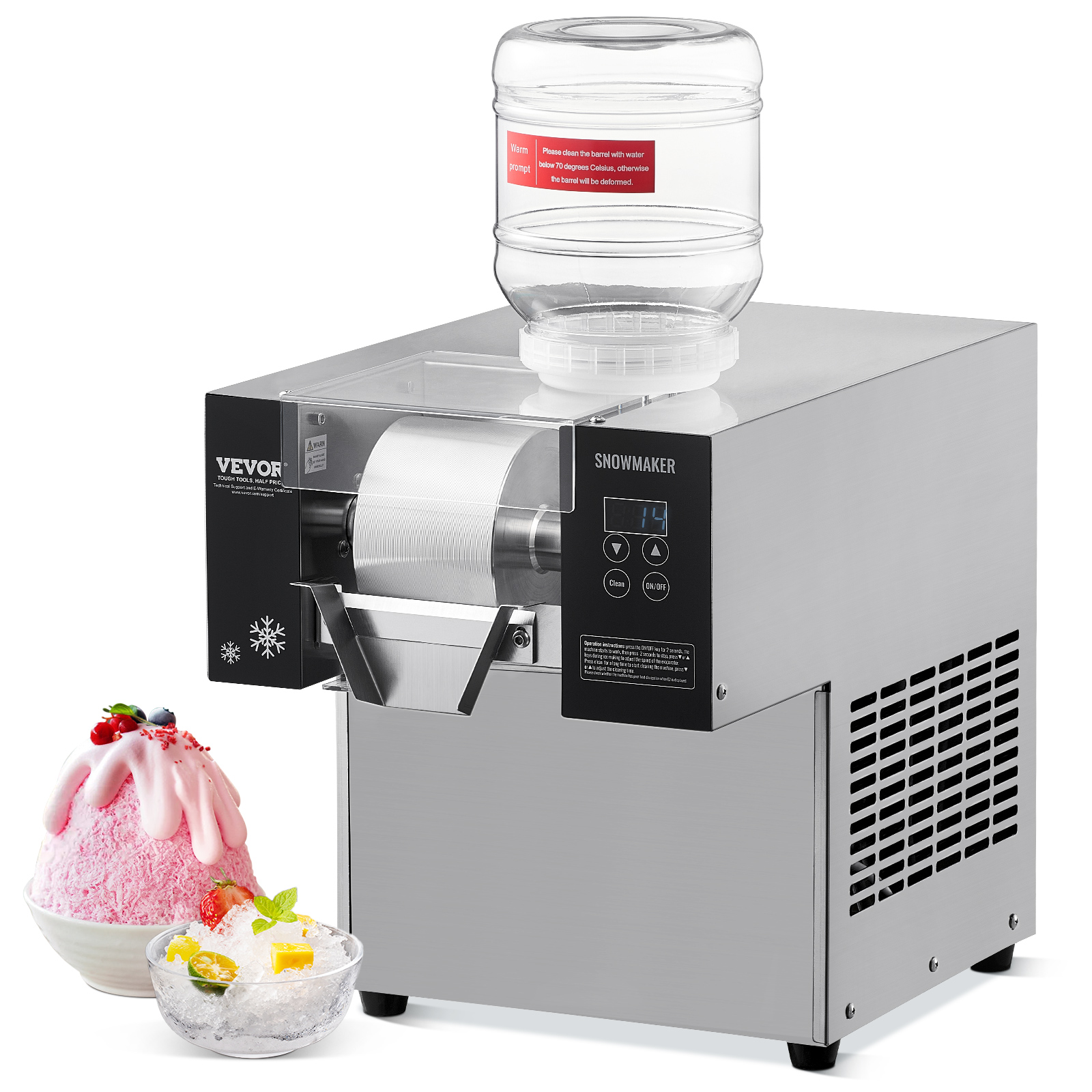 VEVOR Commercial Snowflake Ice Machine 176-573LBS/24H Snow Ice Cone Slushy Maker