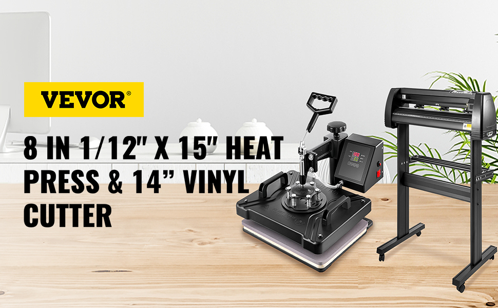 VEVOR Vevor 5 In 1 Heat Press 12x15 Vinyl Cutter Plotter 28 Software  Sublimation